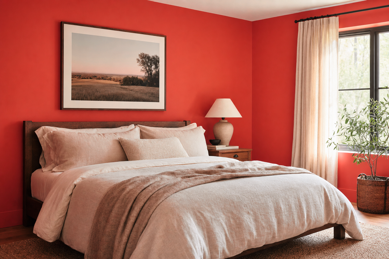 Scarlet Sun by Valspar on interiors
