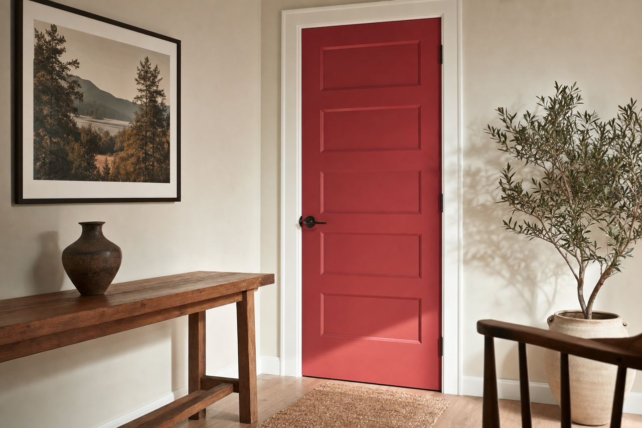 Fabulous Red by Valspar on interior-doors