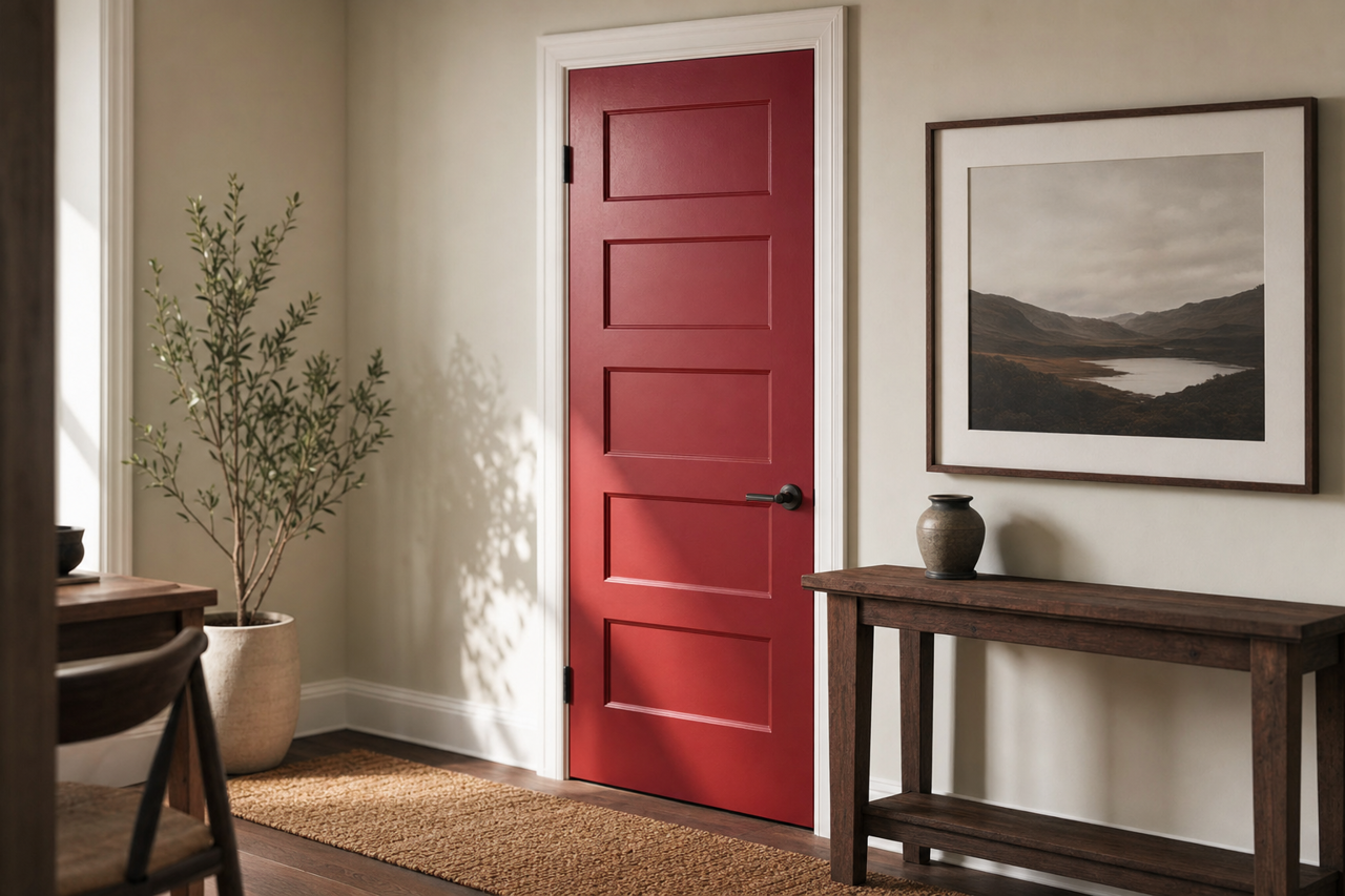 Quite Red by Valspar on interior-doors