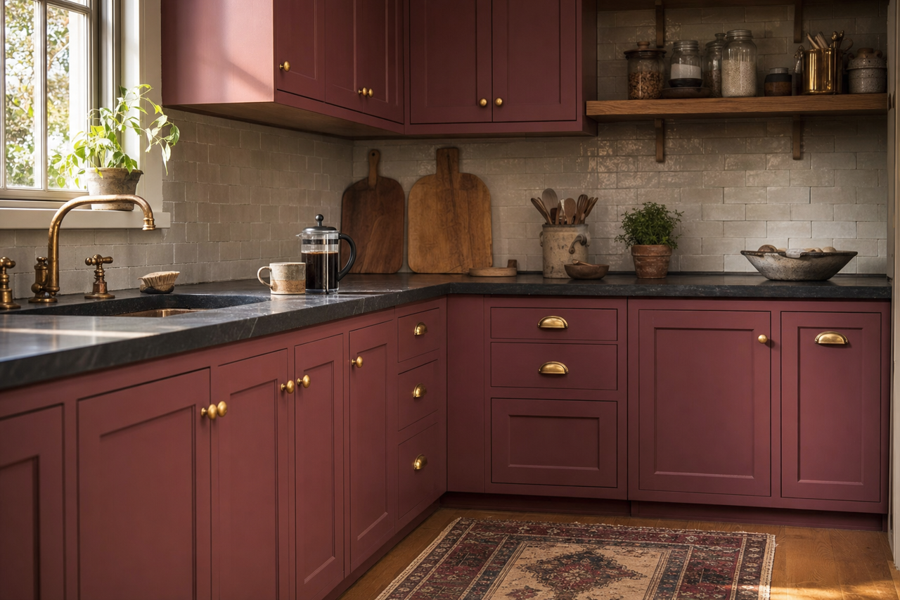 Royal Garnet by Valspar on cabinets