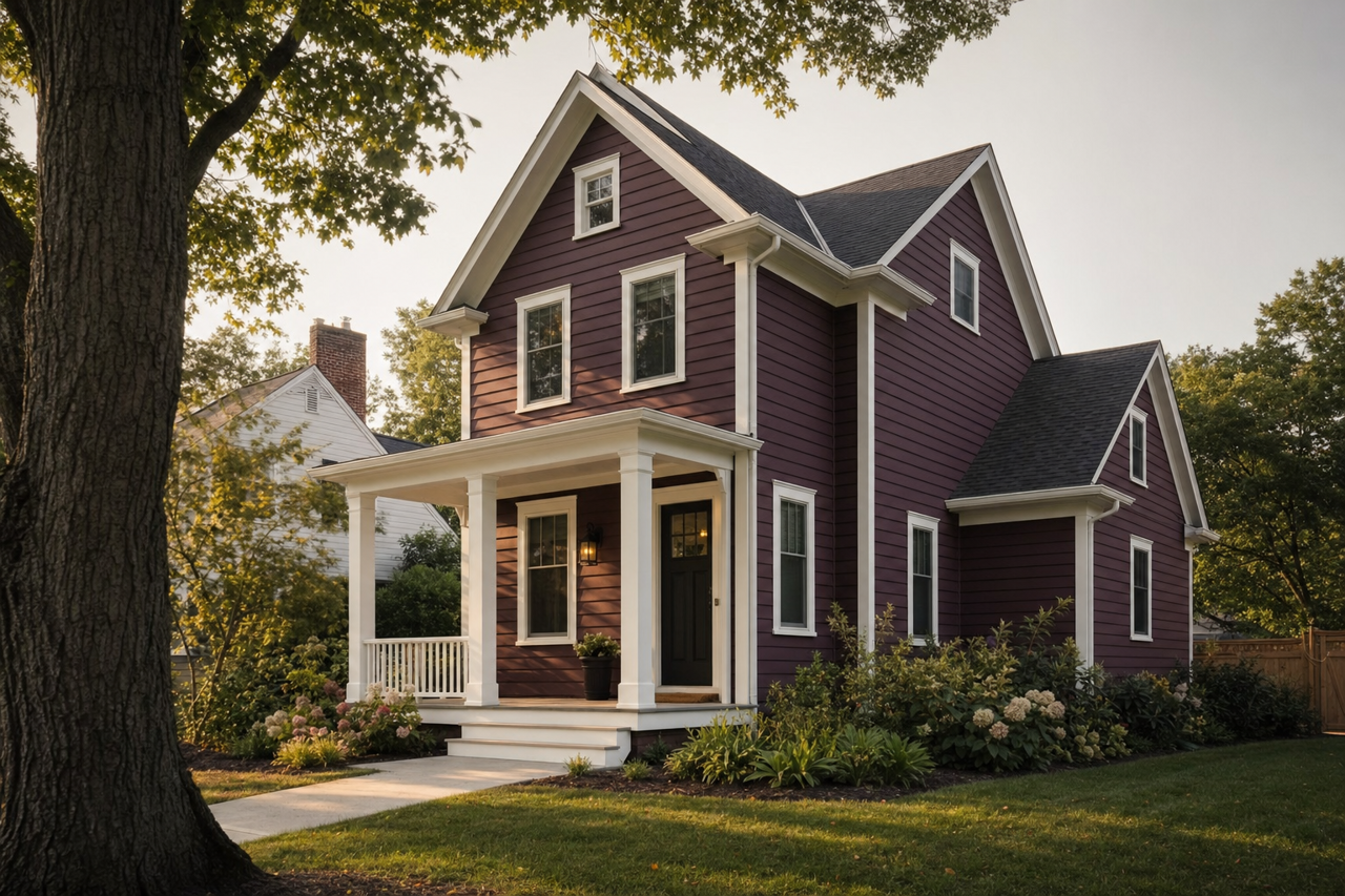 Ancient Burgundy by Valspar on exterior