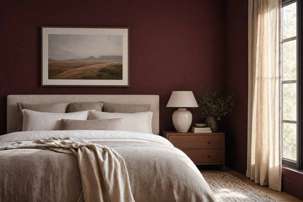 Ancient Burgundy by Valspar on interiors