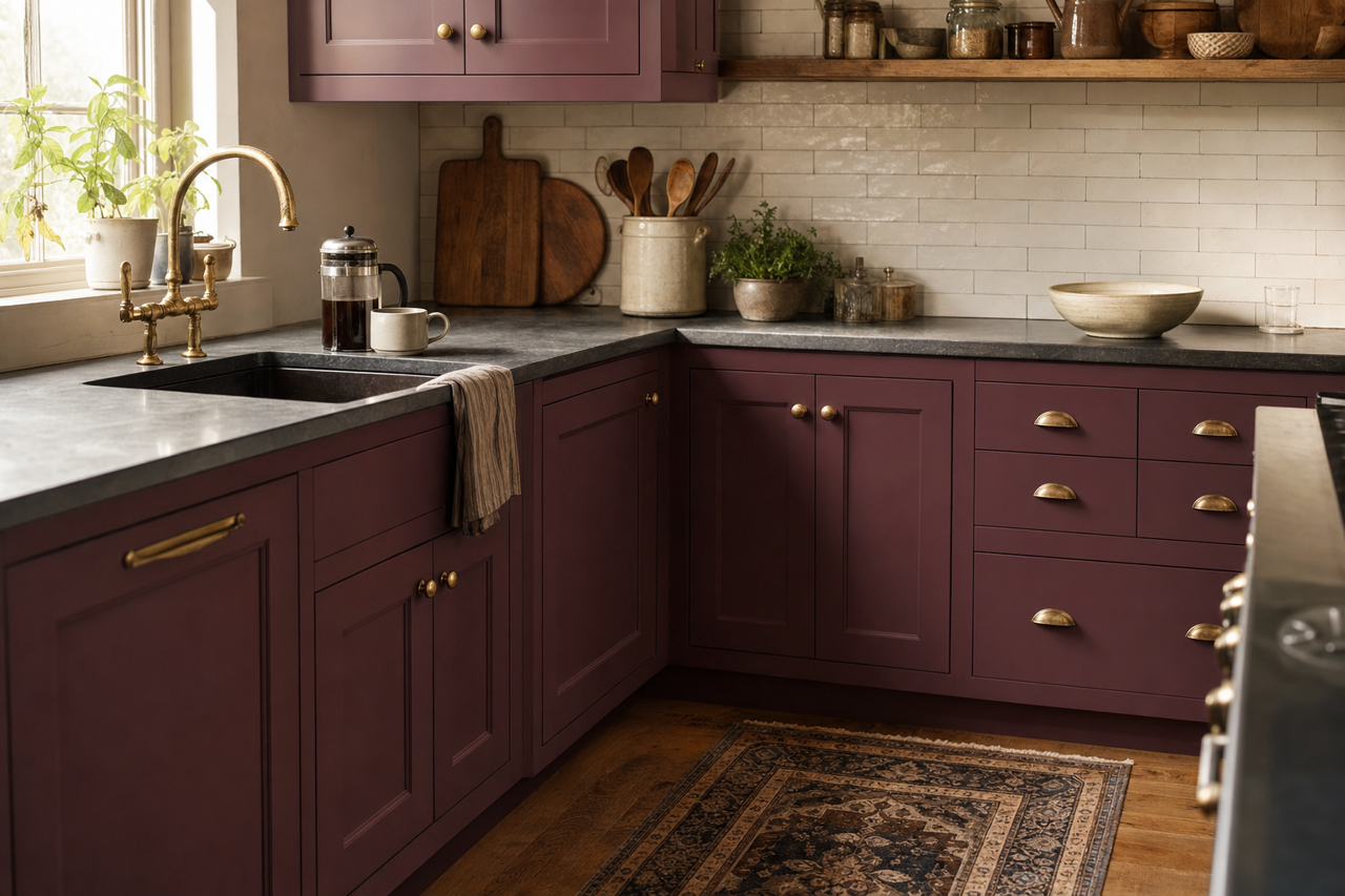 Perfect Plum by Valspar on cabinets