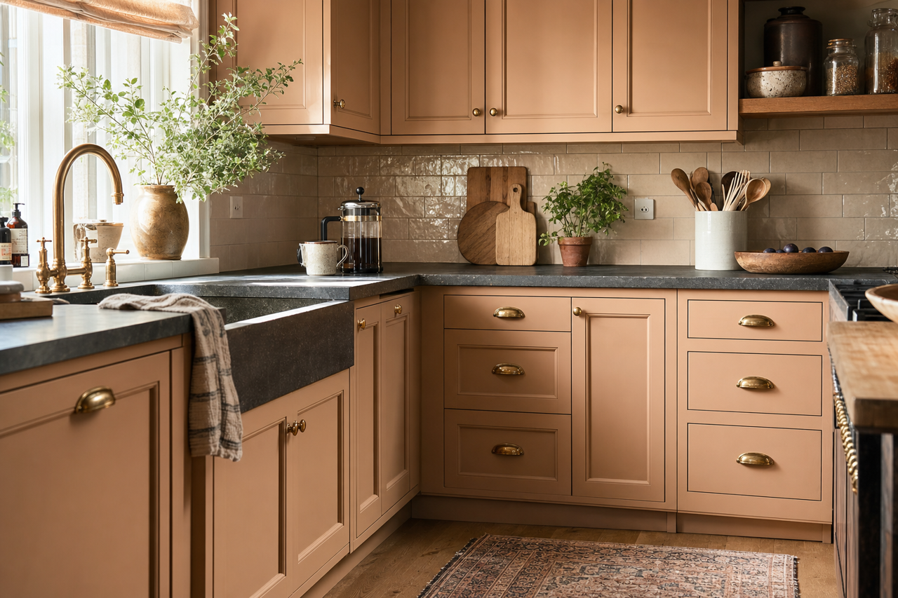 Meadow Pink by Benjamin Moore on cabinets