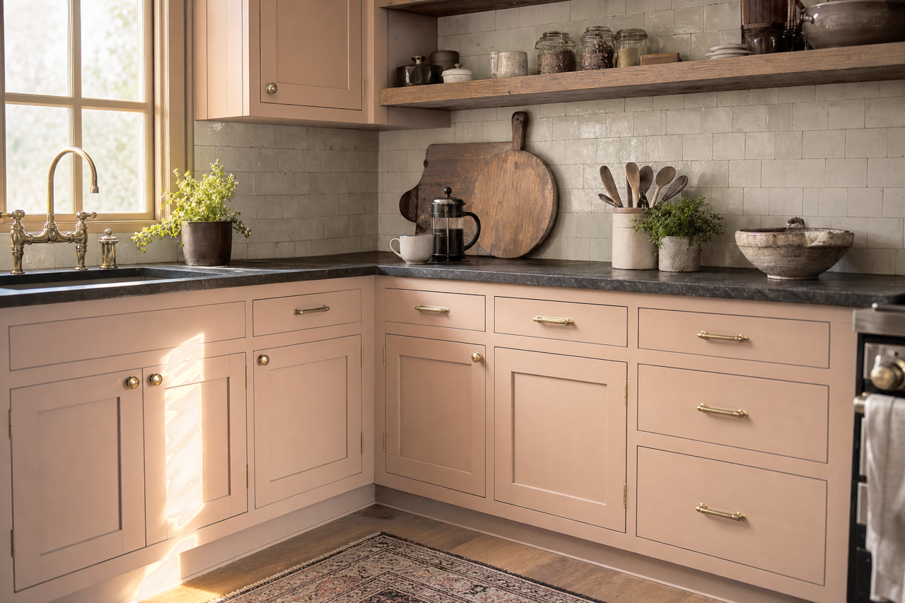 Whispering Wood by Benjamin Moore on cabinets