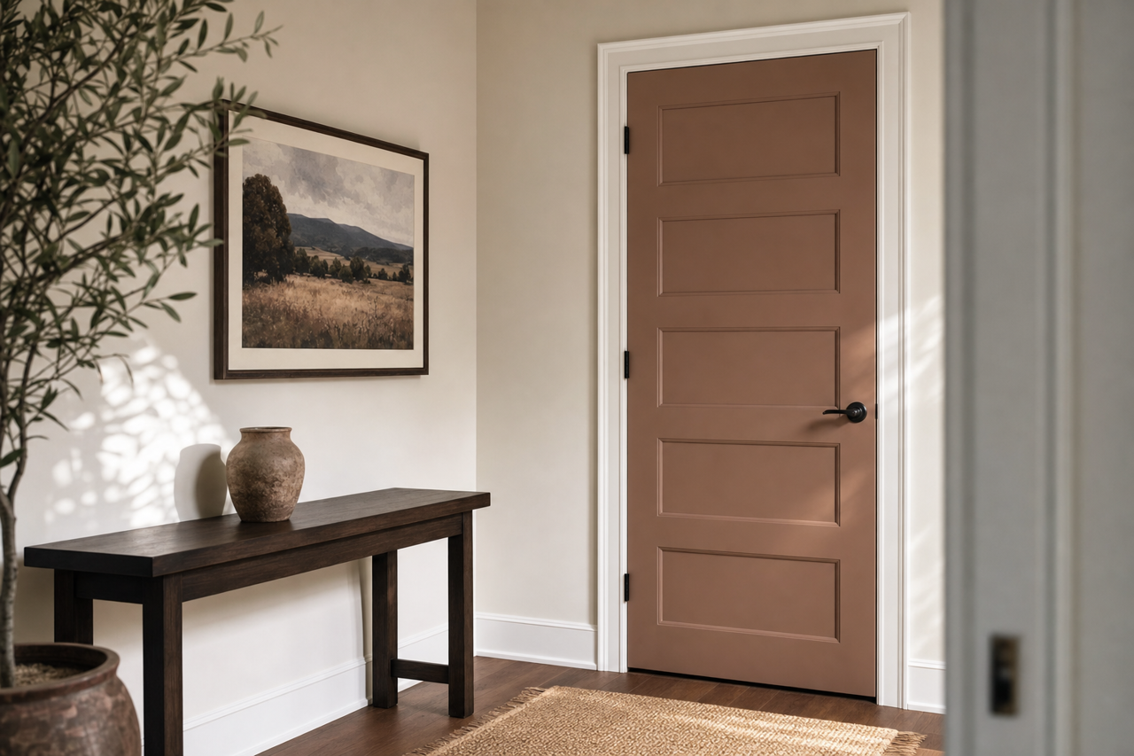 Chocolate by Benjamin Moore on interior-doors