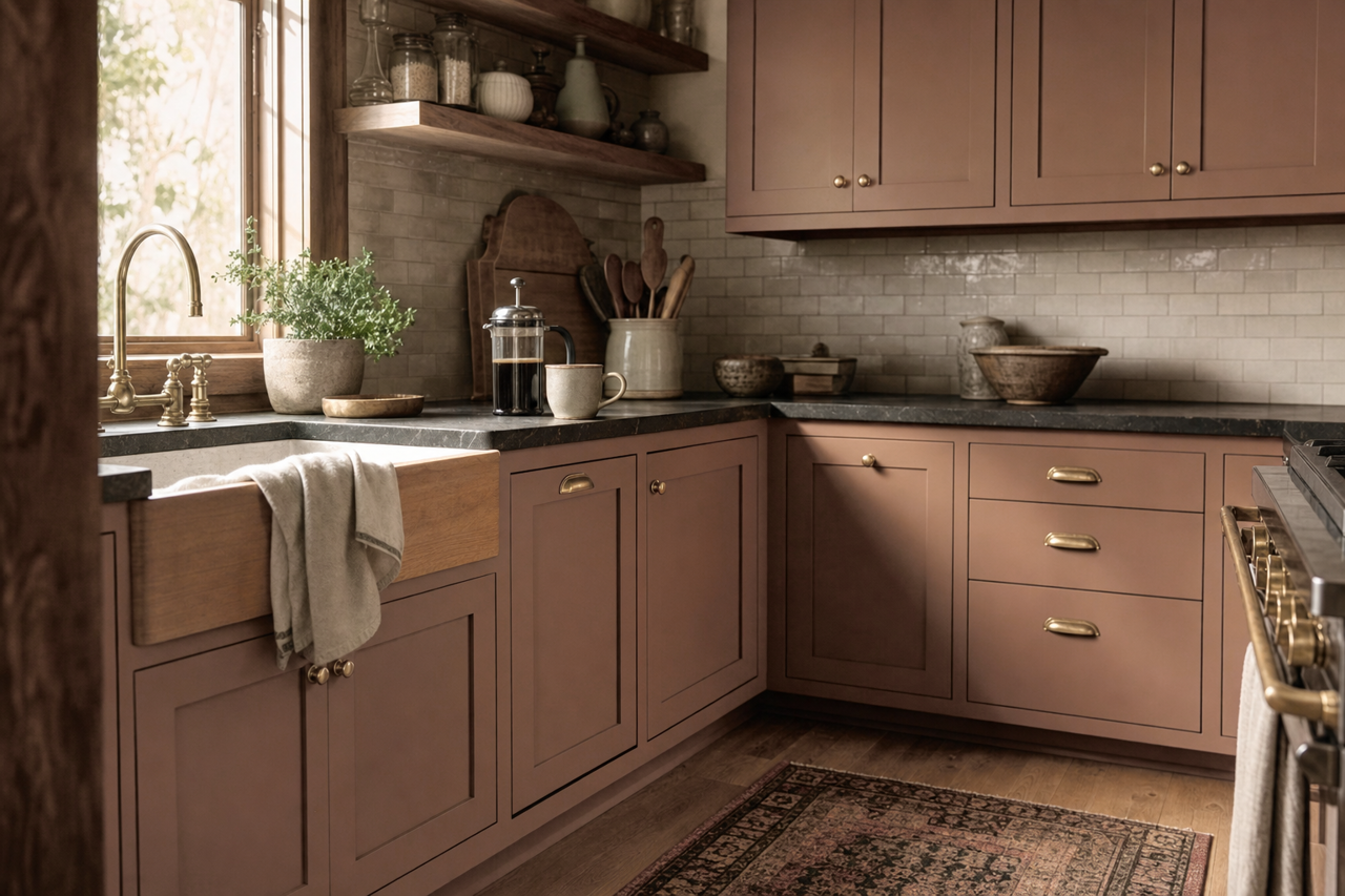 Cowboy by Benjamin Moore on cabinets