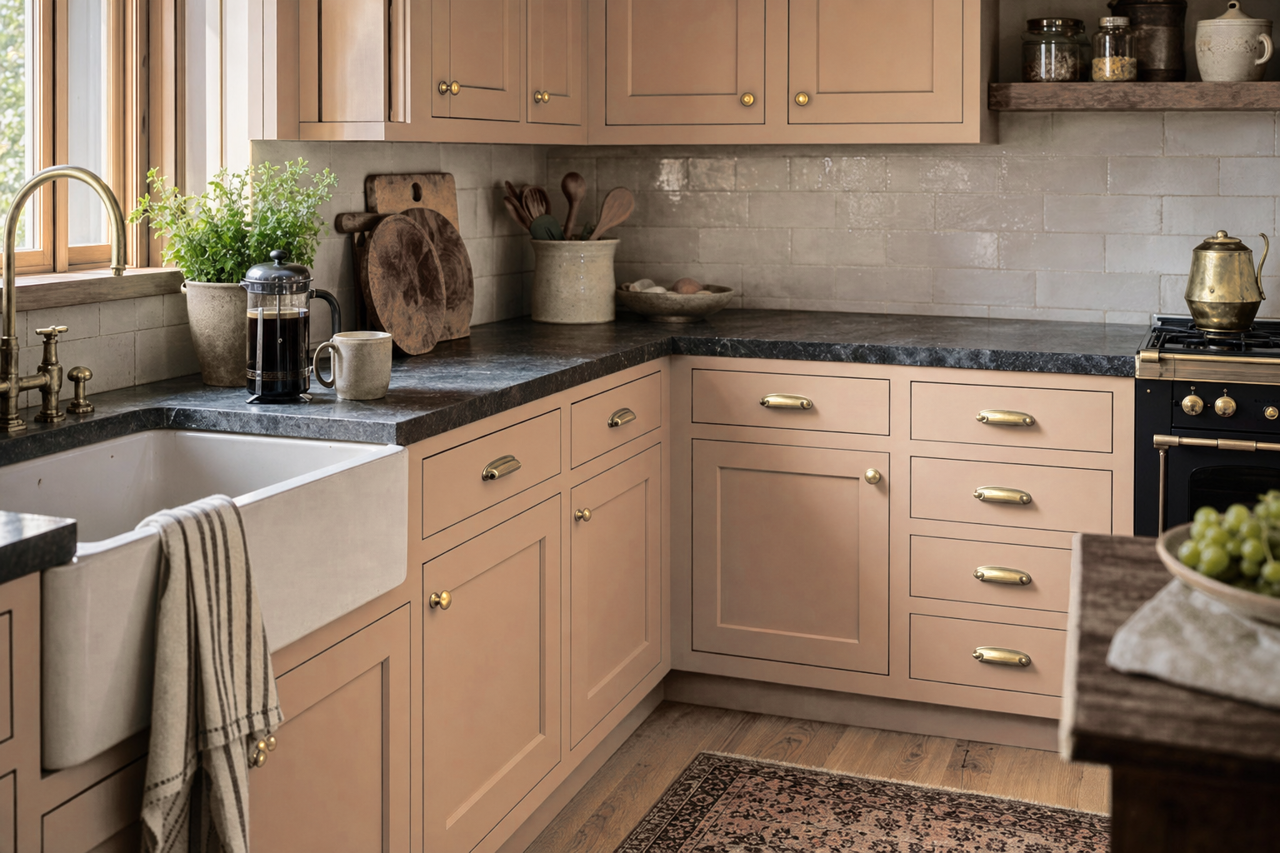 Dellwood Sand by Benjamin Moore on cabinets