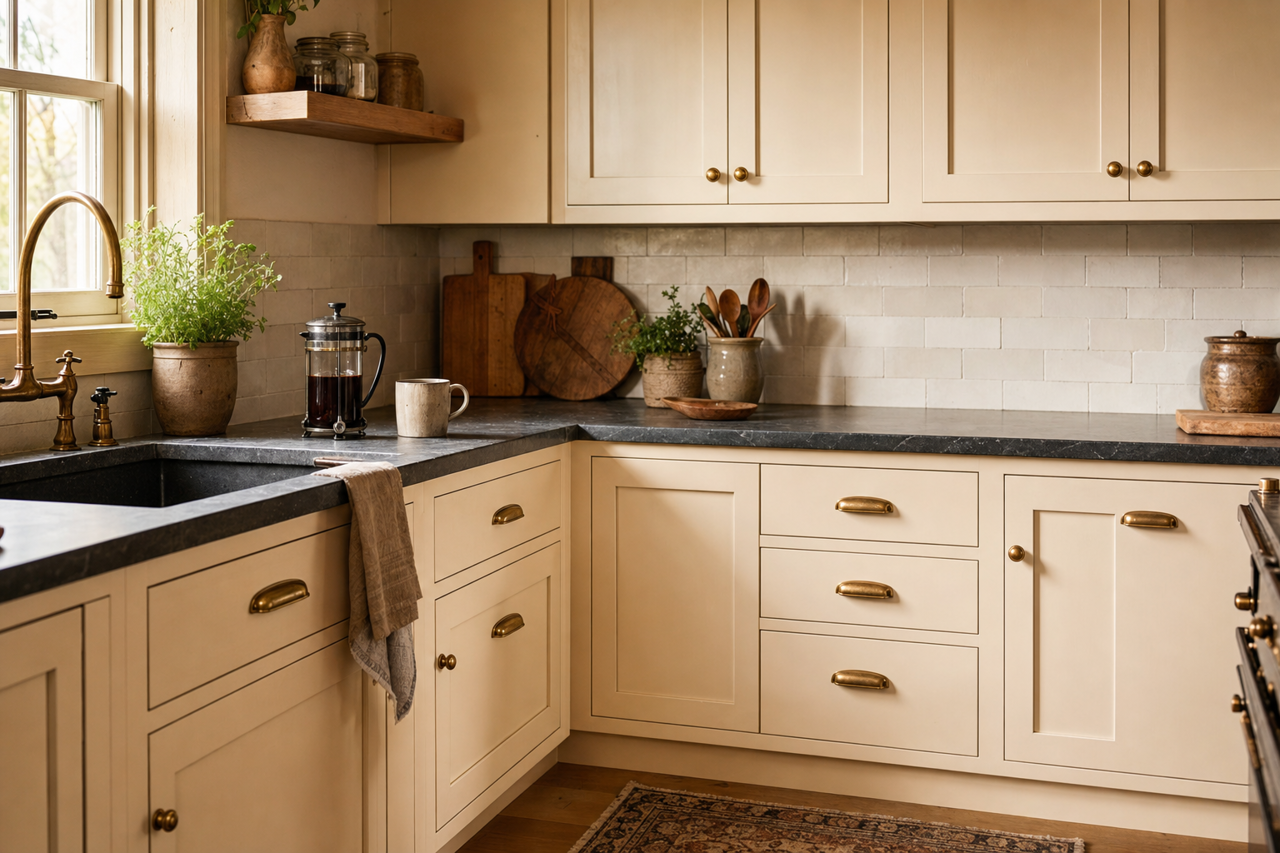 Cocoa by Benjamin Moore on cabinets
