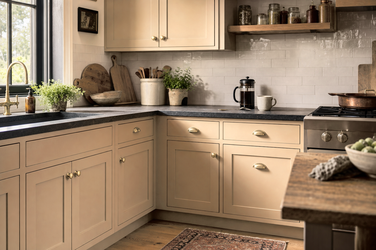 Hillsborough by Benjamin Moore on cabinets