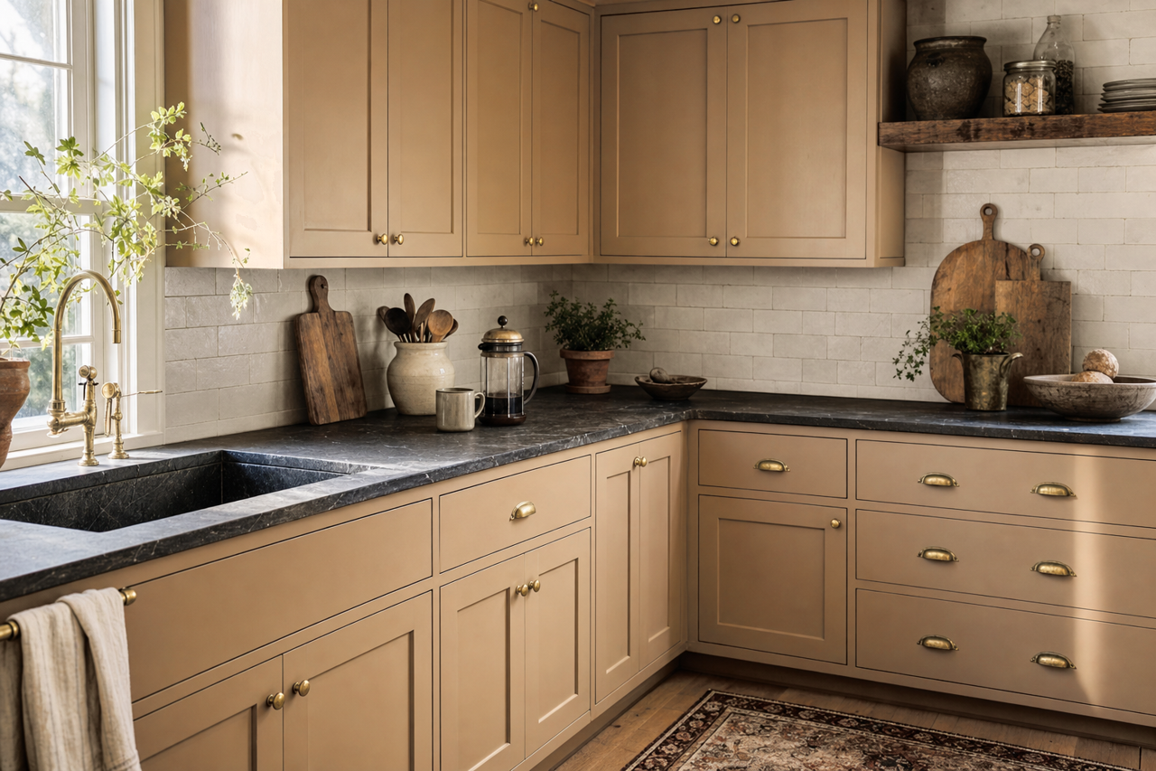 Clay by Benjamin Moore on cabinets