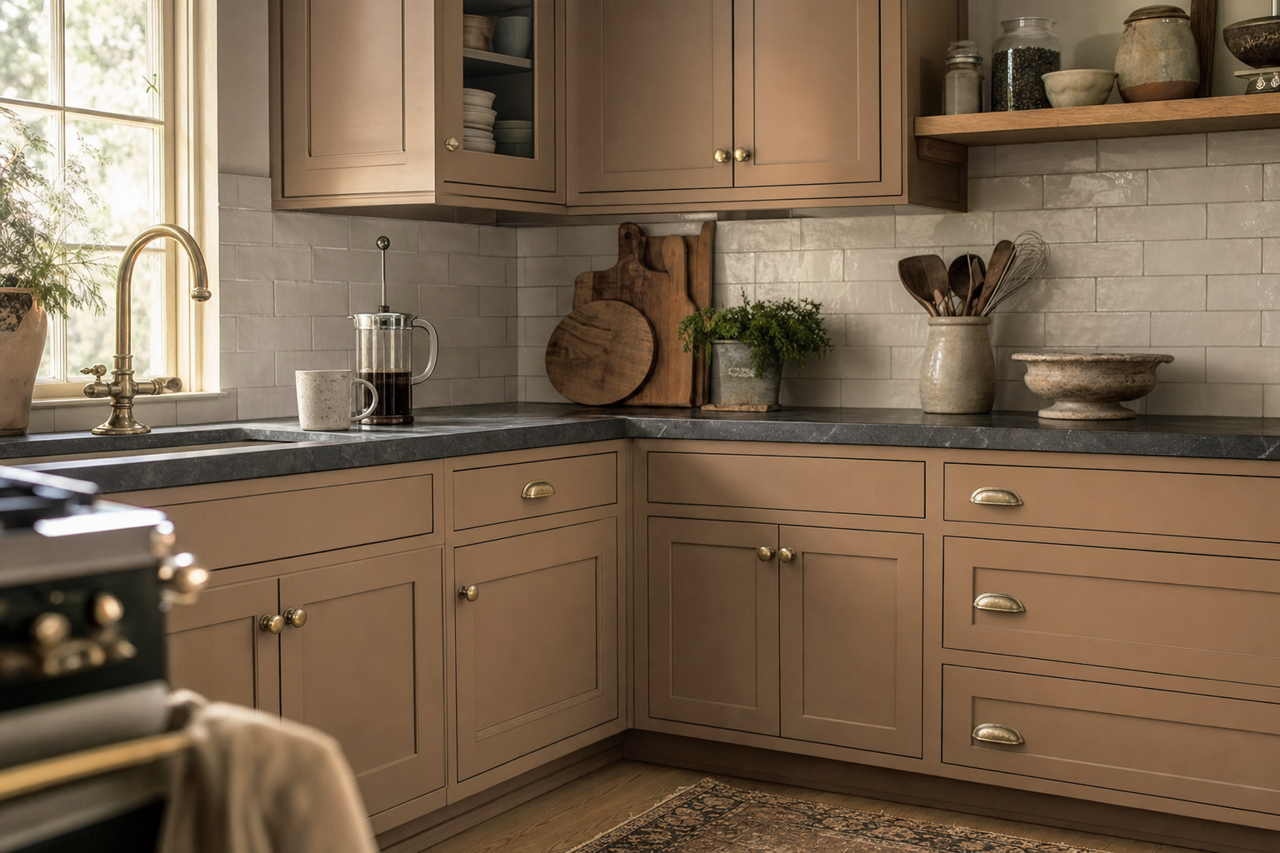 Cambridge Riverbed by Benjamin Moore on cabinets