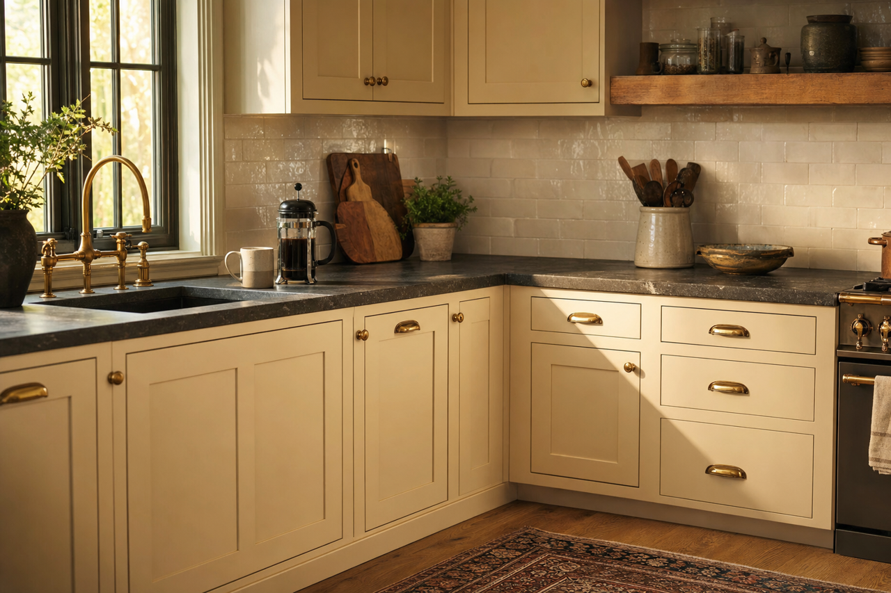 Muslin by Benjamin Moore on cabinets