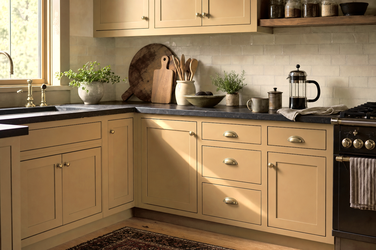 Spice by Benjamin Moore on cabinets
