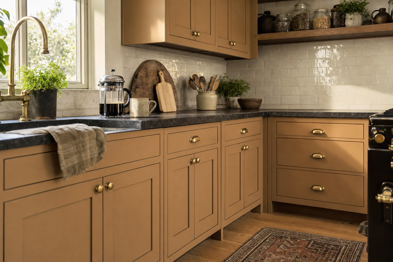 Caramel by Benjamin Moore on cabinets