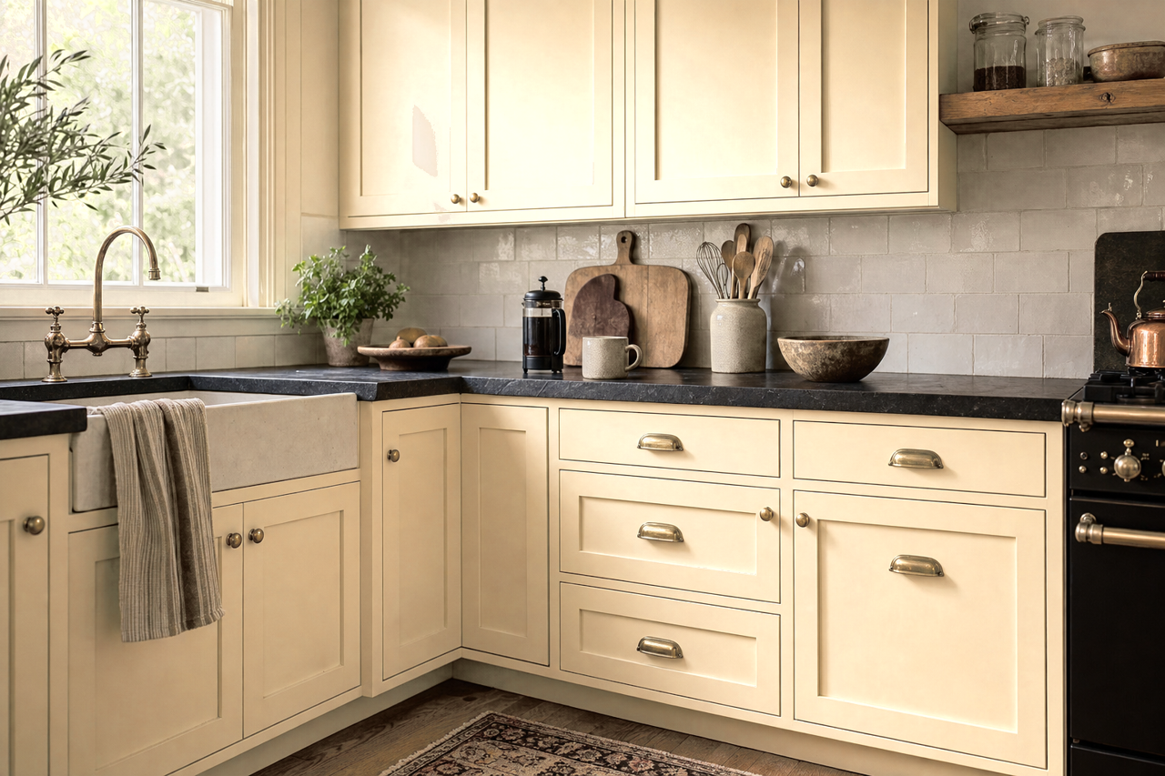Lighthouse by Benjamin Moore on cabinets