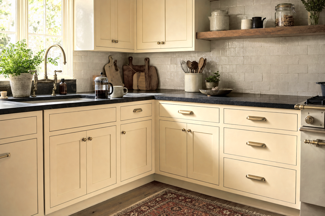 Lady by Benjamin Moore on cabinets