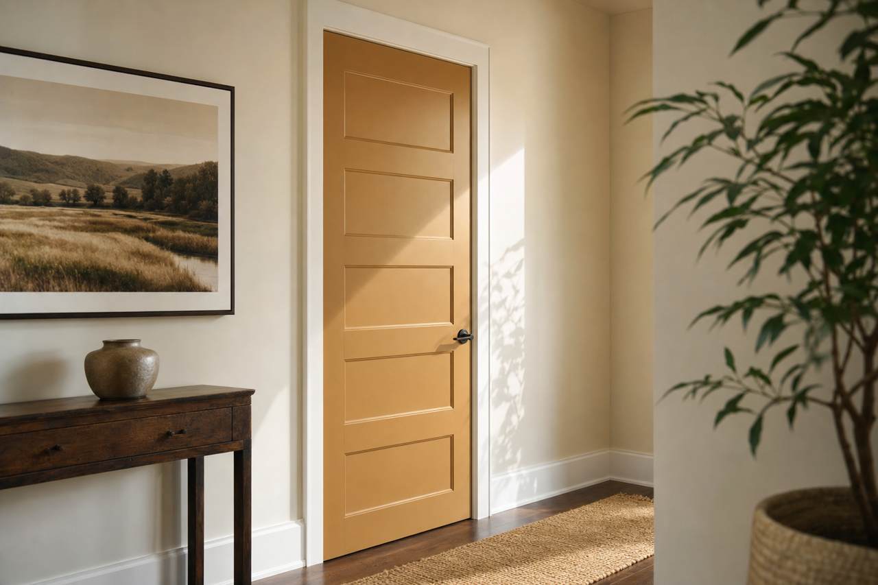 Deep Ochre by Benjamin Moore on interior-doors