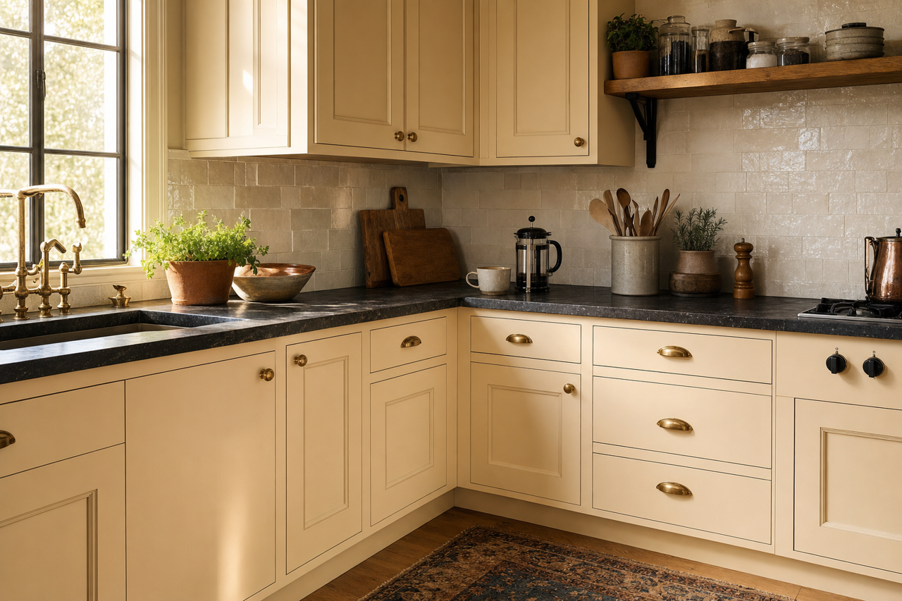 Lambskin by Benjamin Moore on cabinets
