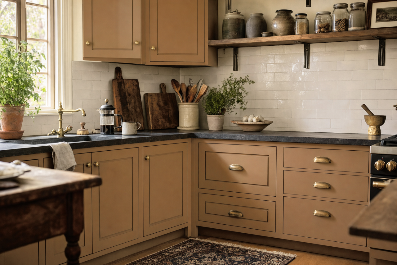 Edgewood Rocks by Benjamin Moore on cabinets