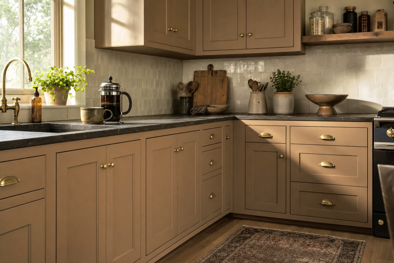 Maple Valley by Benjamin Moore on cabinets