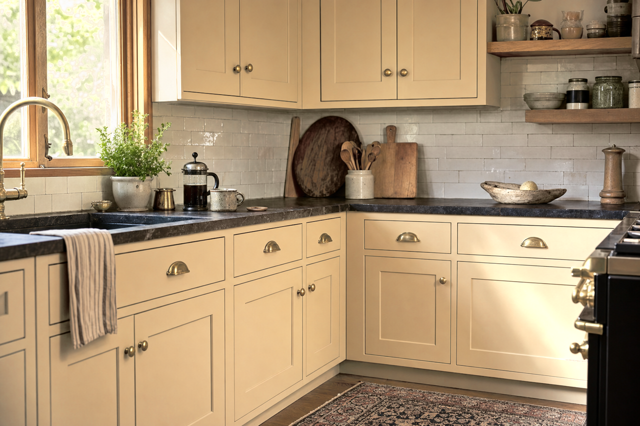 Blanched by Benjamin Moore on cabinets