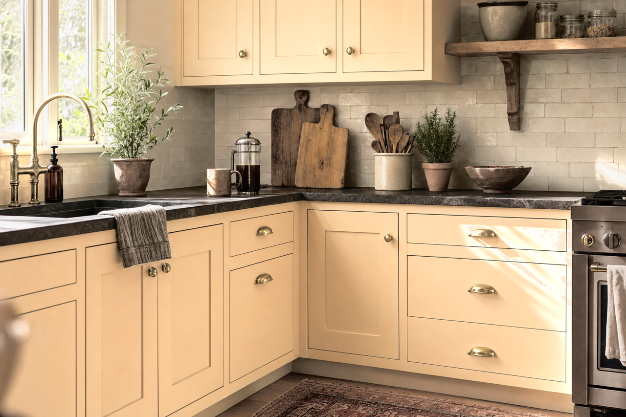 Blond Wood by Benjamin Moore on cabinets