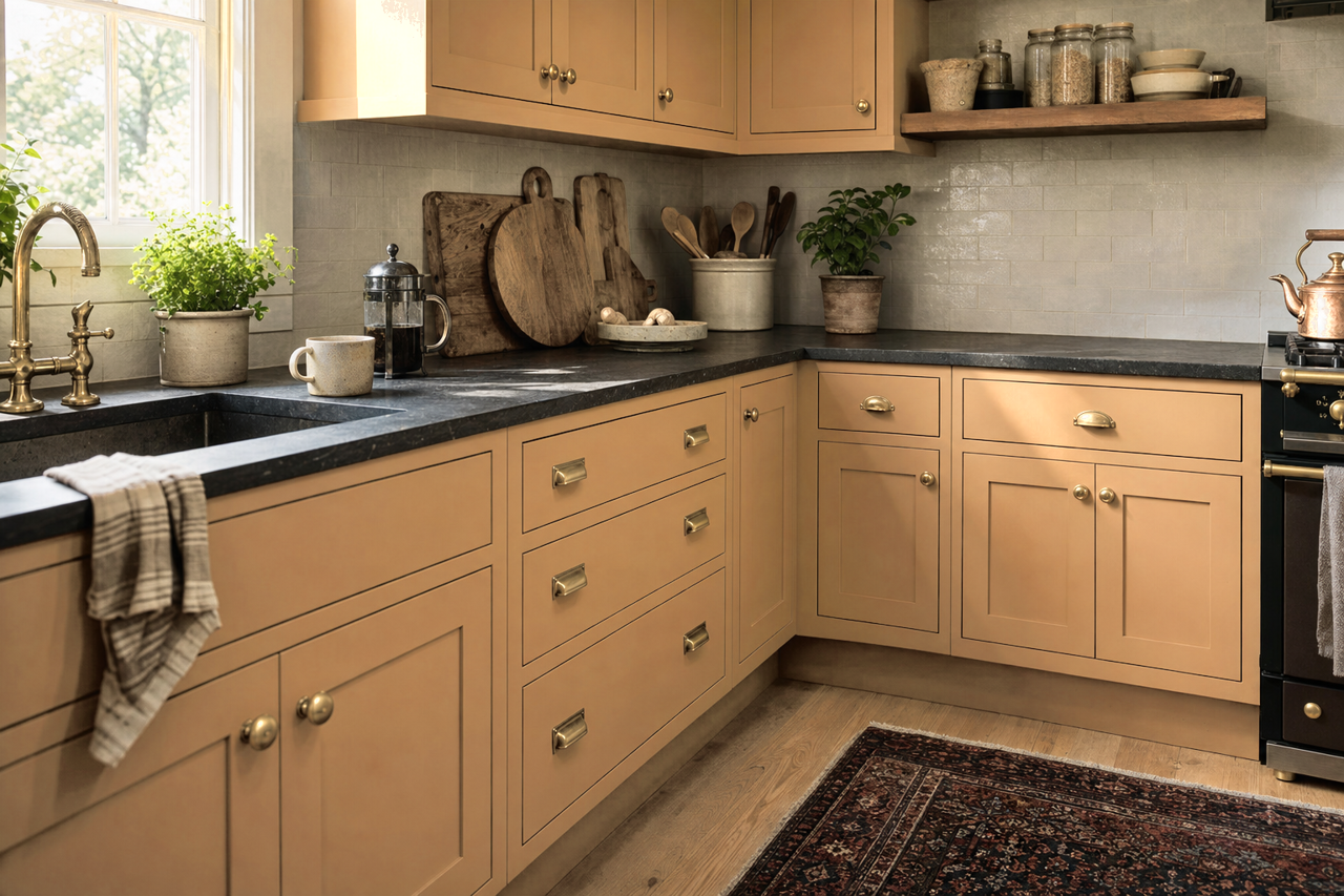 Barley by Benjamin Moore on cabinets