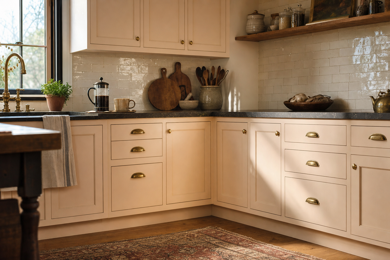White by Benjamin Moore on cabinets