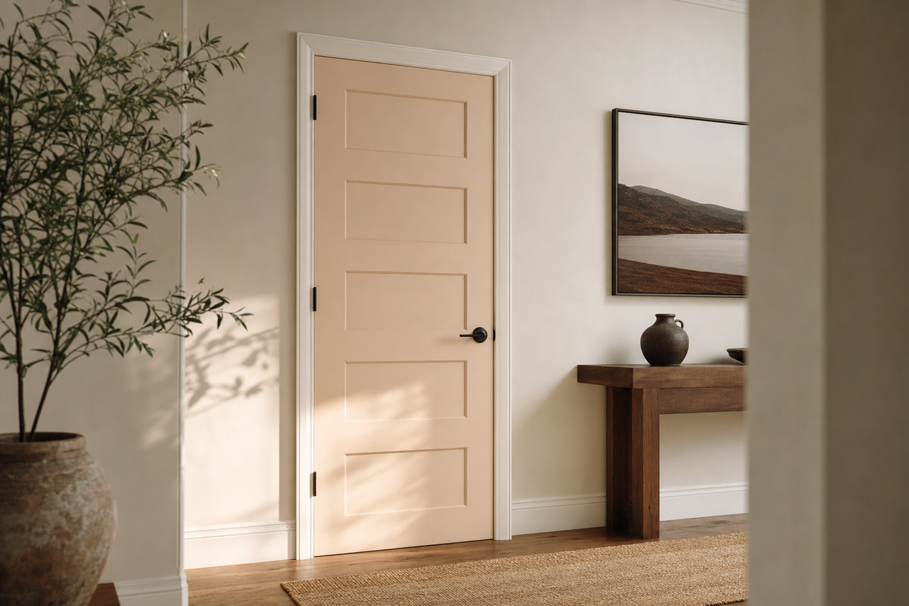 White by Benjamin Moore on interior-doors