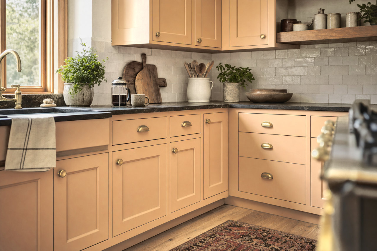 Chilled by Benjamin Moore on cabinets