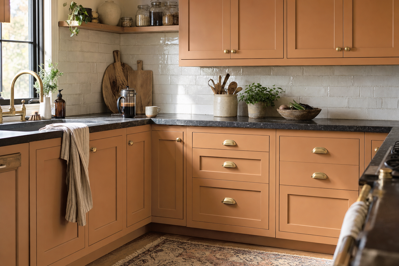 Glazed Pear by Benjamin Moore on cabinets