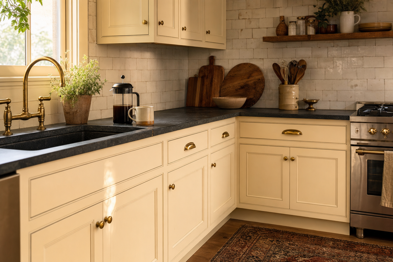 French White by Benjamin Moore on cabinets