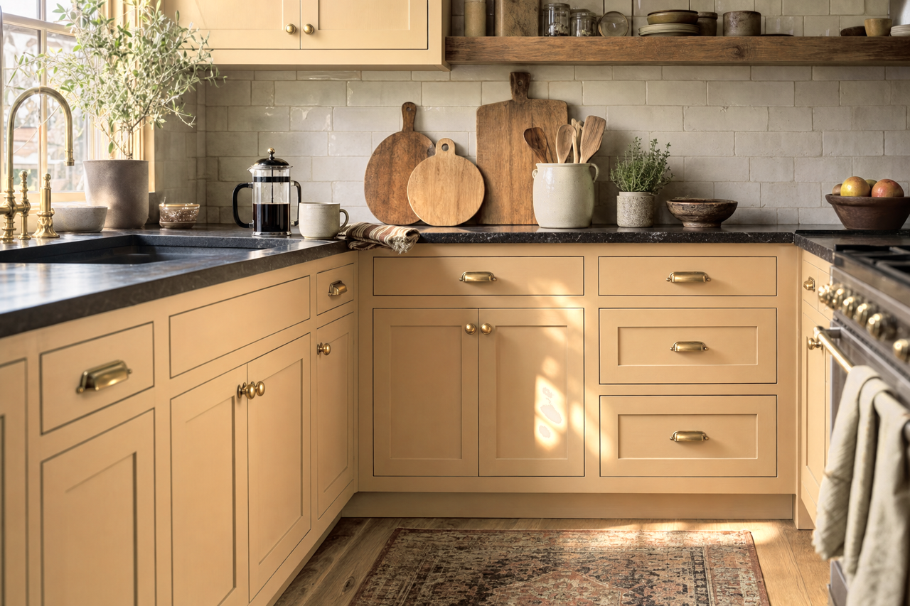 Bridgewater by Benjamin Moore on cabinets