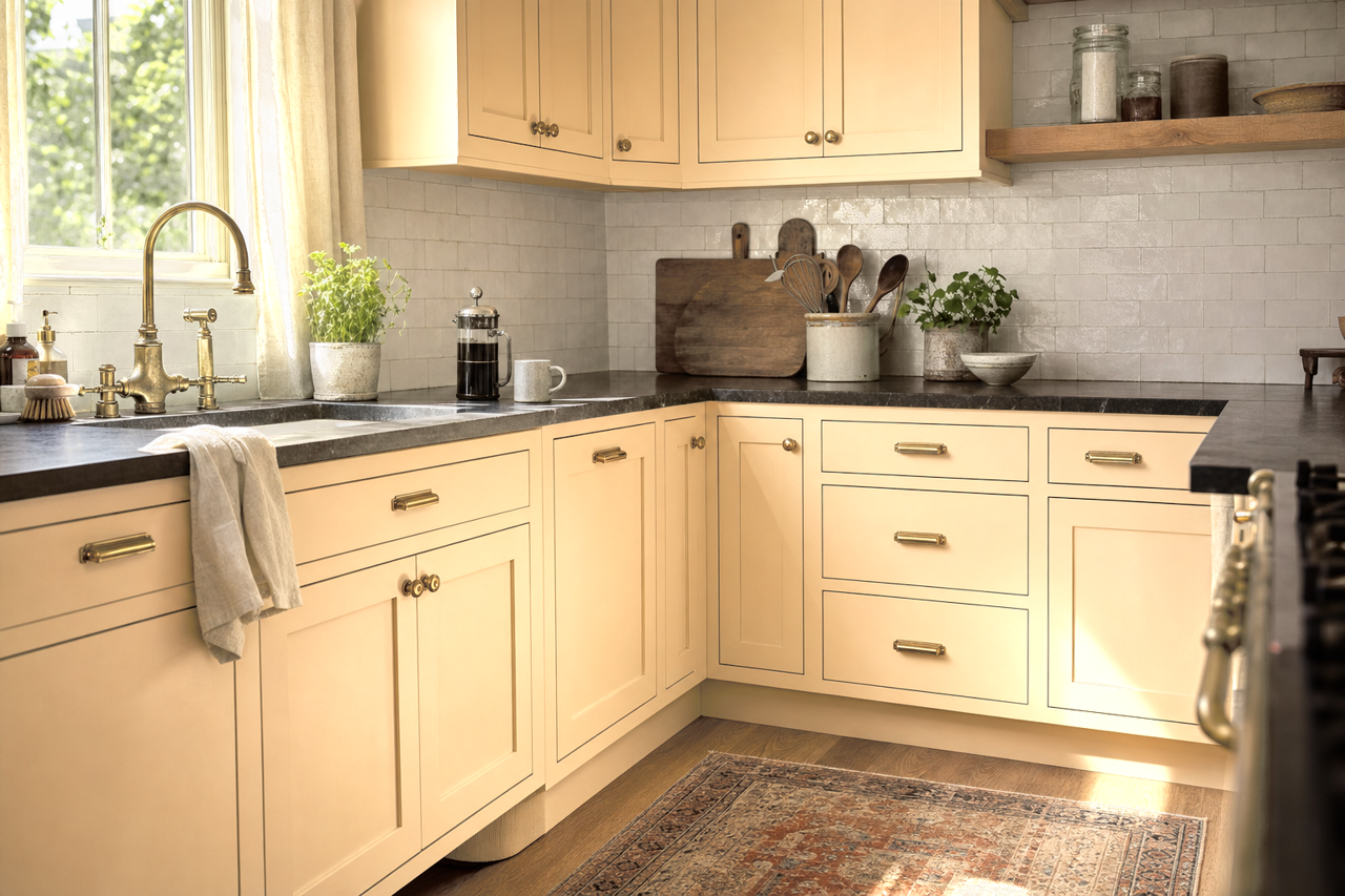 Sundial by Benjamin Moore on cabinets