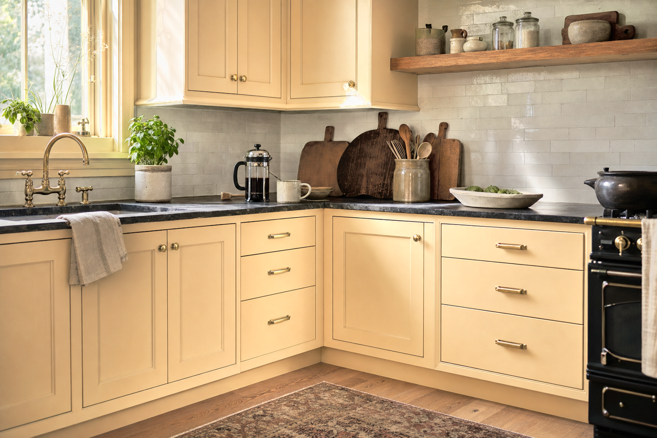 Fennel by Benjamin Moore on cabinets