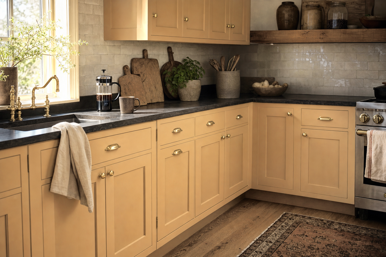 Camel by Benjamin Moore on cabinets
