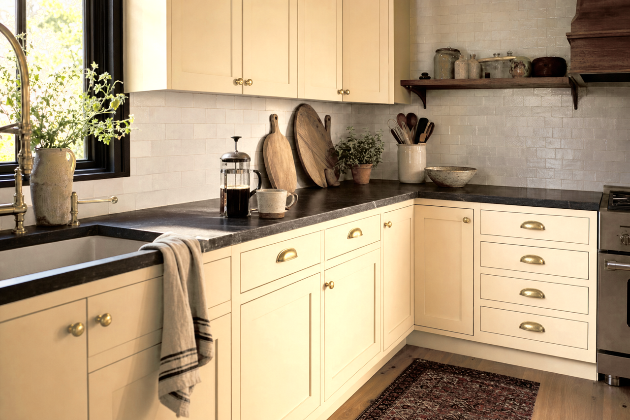 Hilton by Benjamin Moore on cabinets