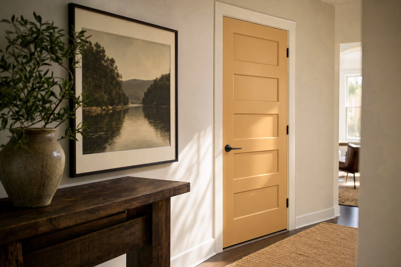 Gingerbread by Benjamin Moore on interior-doors
