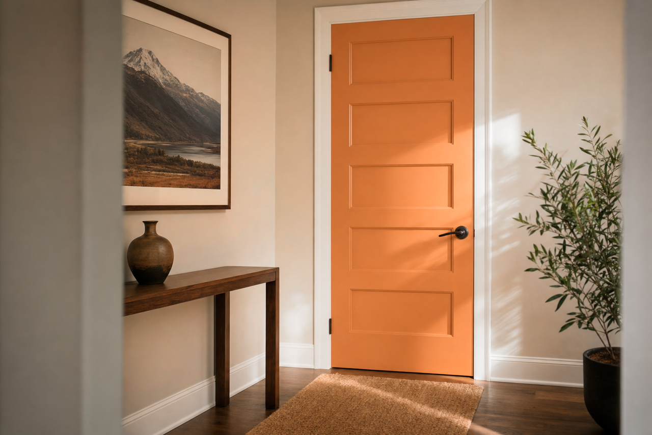 Peach Brandy by Benjamin Moore on interior-doors