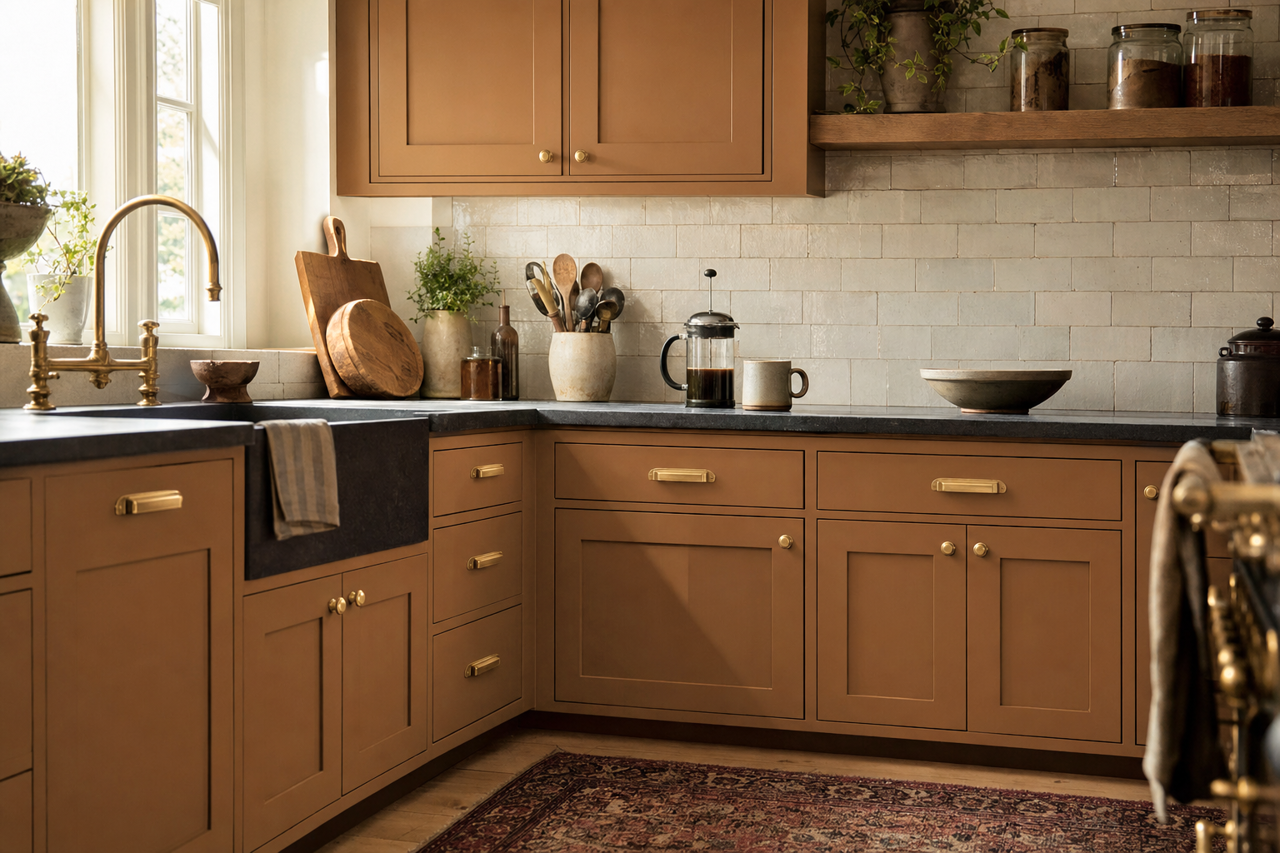 Honeycomb by Benjamin Moore on cabinets
