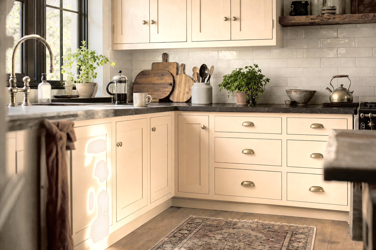 Havana Tan by Benjamin Moore on cabinets
