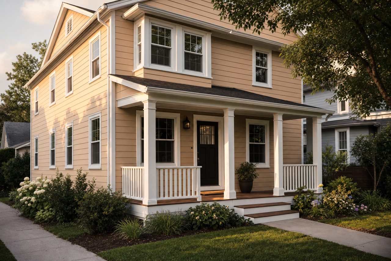 Saddle Tan by Benjamin Moore on exterior