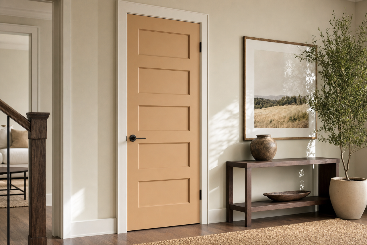 Saddle Tan by Benjamin Moore on interior-doors
