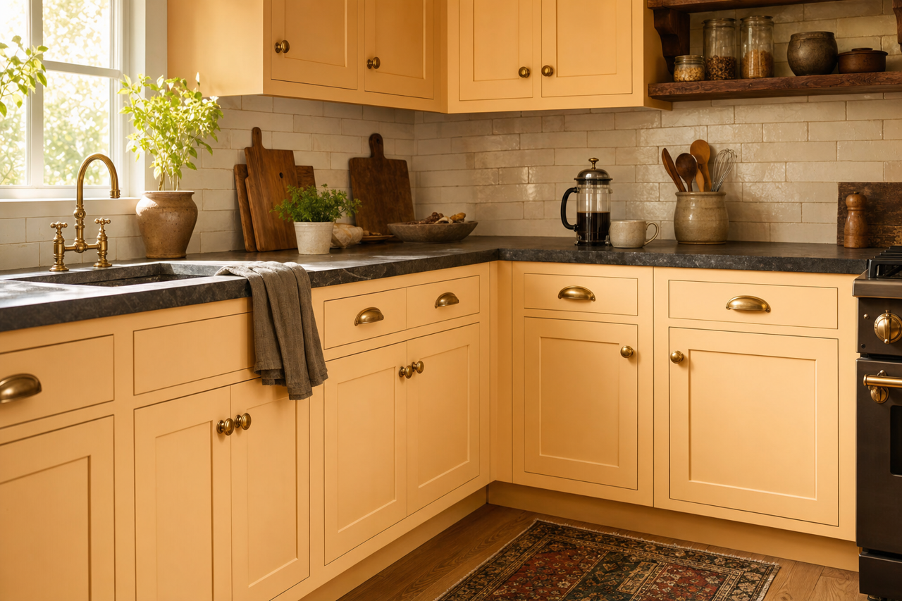 Pumpkin by Benjamin Moore on cabinets