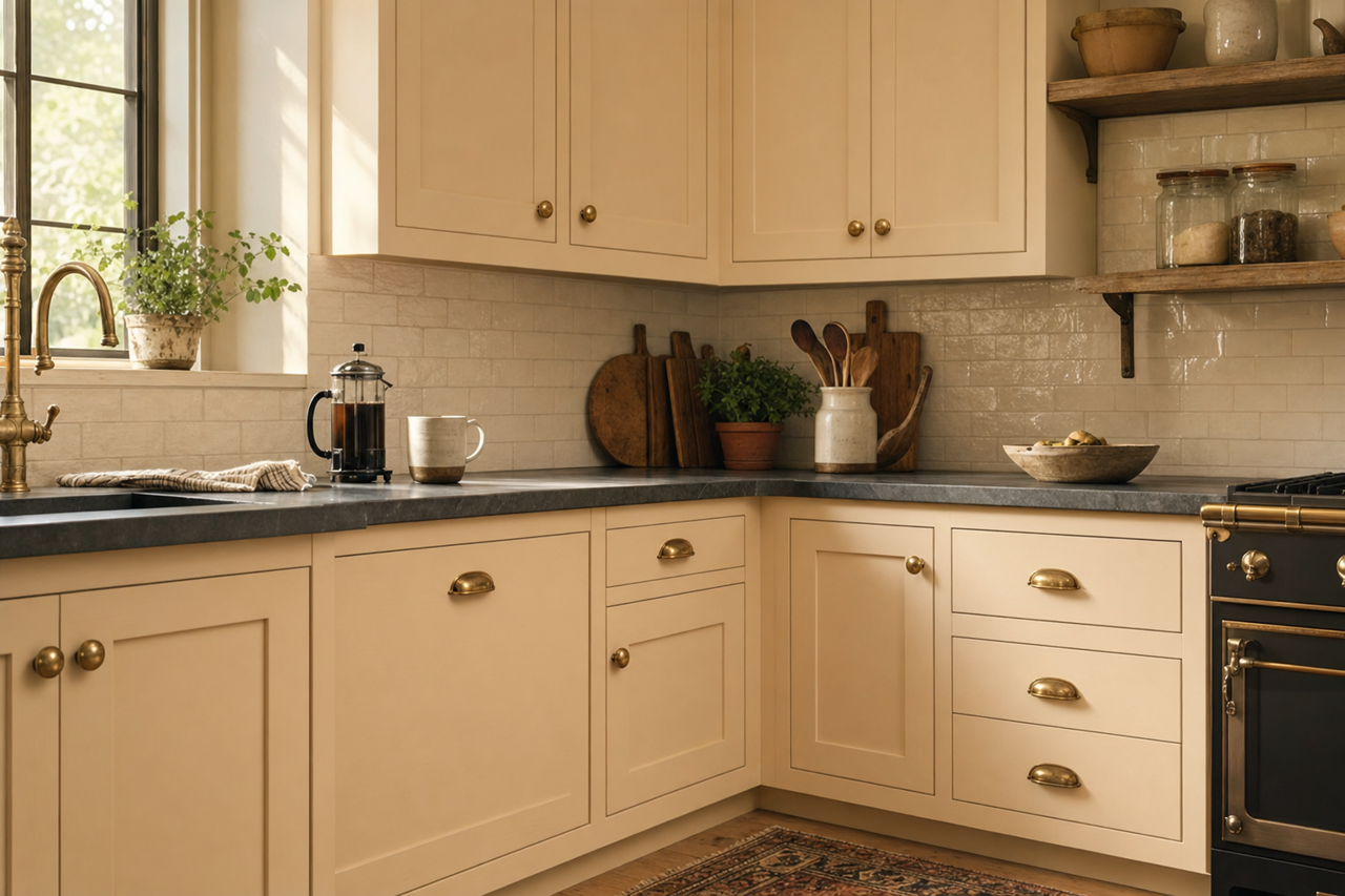 Onyx White by Benjamin Moore on cabinets