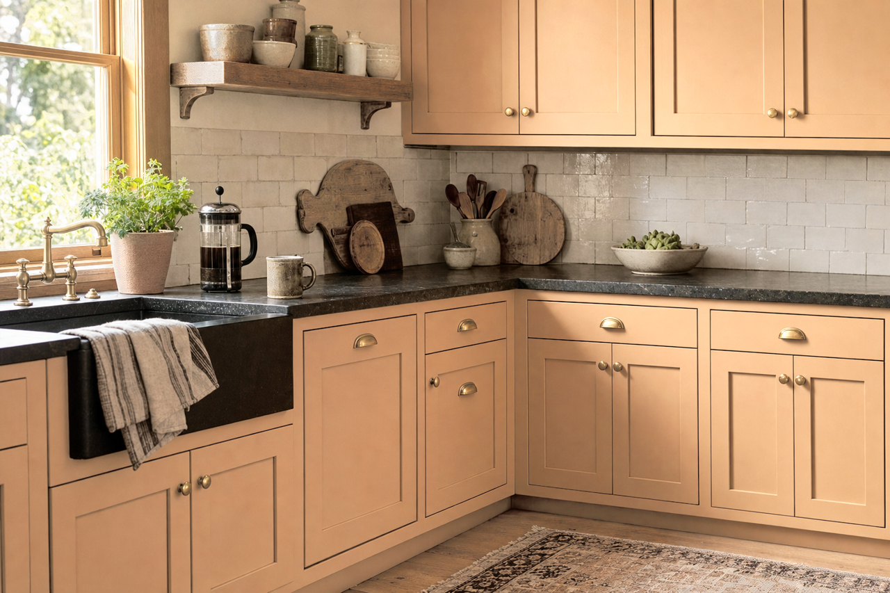 Toffee Cream by Benjamin Moore on cabinets