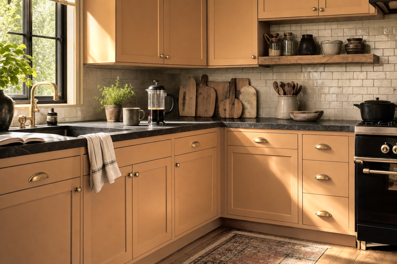 Harbor by Benjamin Moore on cabinets