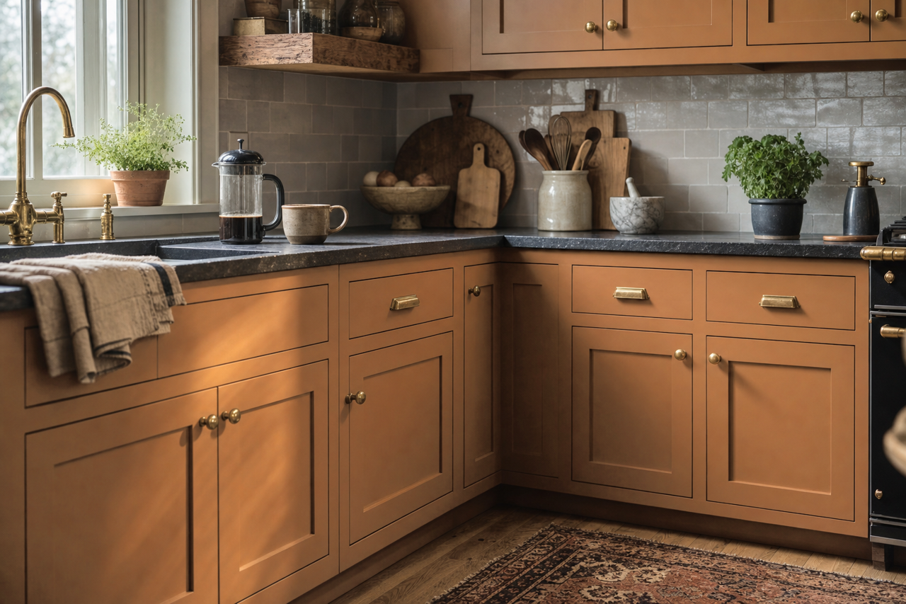 Runyon Canyon Tan by Benjamin Moore on cabinets