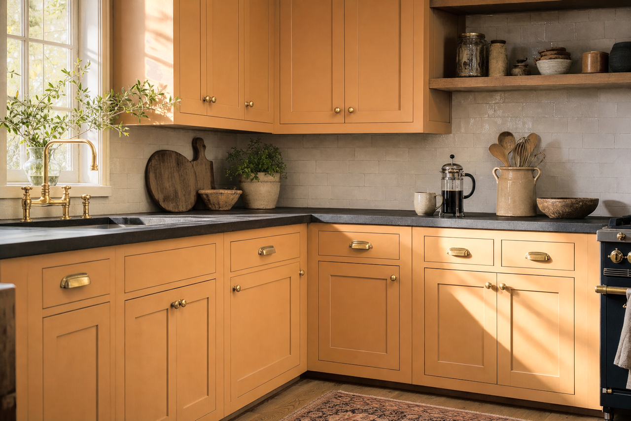 Harvest Bronze by Benjamin Moore on cabinets